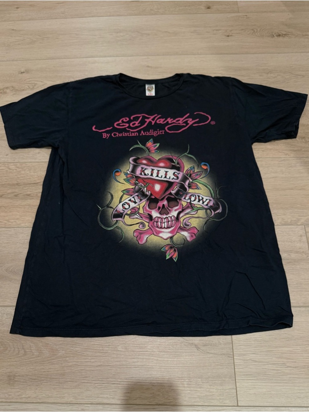 Vintage Y2K Ed Hardy by Christian Audigier "Love Kills Slowly"  T-Shirt XXL
